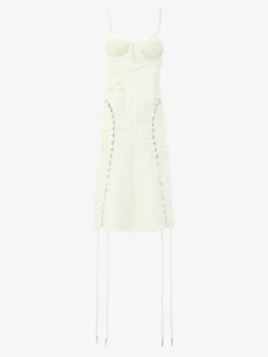 Abito a corsetto in jacquard floreale da Donna in Crema