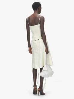 Abito a corsetto in jacquard floreale da Donna in Crema