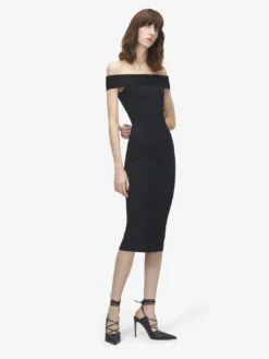 Abito a tubino floreale in jacquard da Donna in Nero
