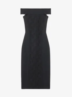 Abito a tubino floreale in jacquard da Donna in Nero