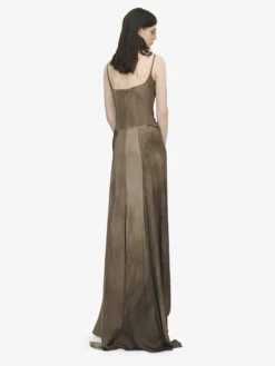 Abito da sera con drappeggio asimmetrico da Donna in Marrone