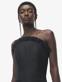 Abito da sera con finiture in crepon da Donna in Nero