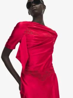 Abito da sera con inserti in pizzo da Donna in Rosso