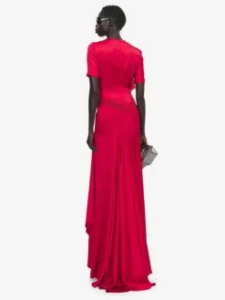 Abito da sera con inserti in pizzo da Donna in Rosso