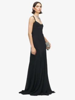 Abito da sera in satin da Donna in Nero