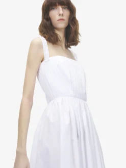 Abito midi arricciato da Donna in Bianco Ottico