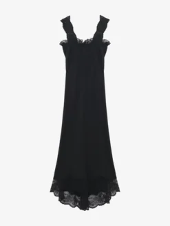 Abito midi con inserti in pizzo da Donna in Nero