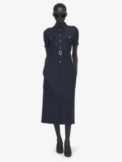 Abito midi in stile military da Donna in Indaco