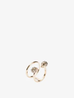 Anello Doppio Twin Skull da Donna in Finitura oro chiaro