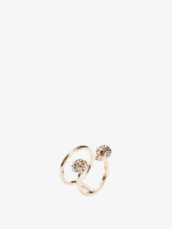 Anello Doppio Twin Skull da Donna in Finitura oro chiaro