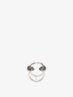 Anello Doppio Twin Skull da Donna in Finitura argento