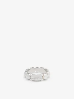 Anello Skull con perla da Uomo in Finitura palladio