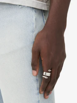 Anello Twin Skull da Uomo in Finitura argento anticato