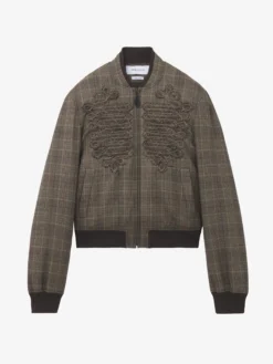 Bomber con motivo Principe di Galles da Uomo in Marrone