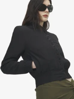 Bomber in seta da Donna in Nero