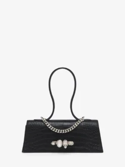 Borsa Jewelled con manico superiore da Donna in Nero