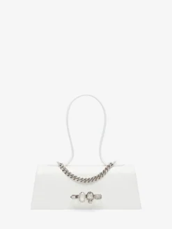 Borsa Jewelled con manico superiore da Donna in Bianco