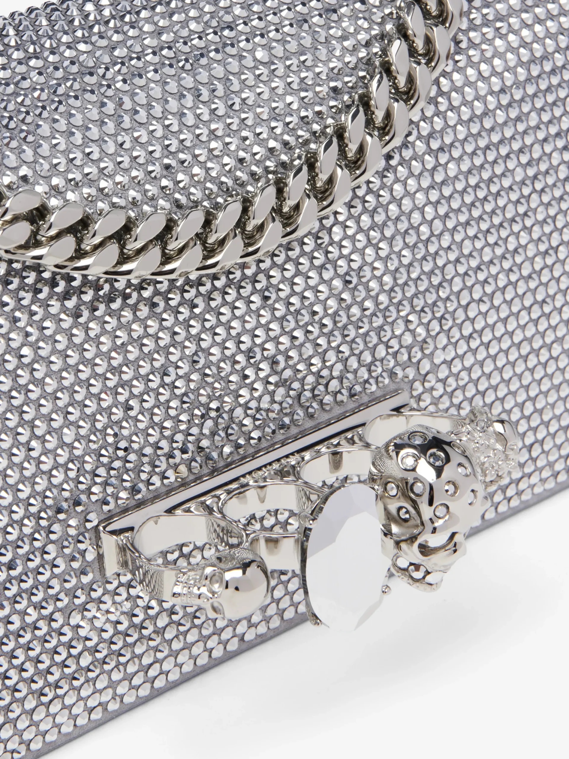 Borsa Jewelled con manico superiore da Donna in Finitura argento