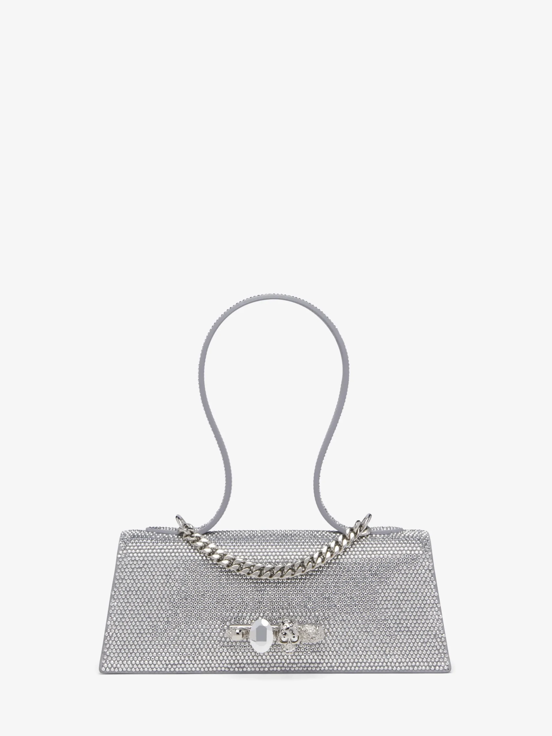 Borsa Jewelled con manico superiore da Donna in Finitura argento
