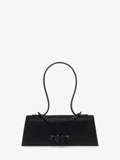 Borsa Jewelled con manico superiore da Donna in Nero