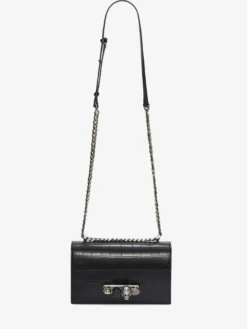Borsa Jewelled Satchel da Donna in Nero/Argento