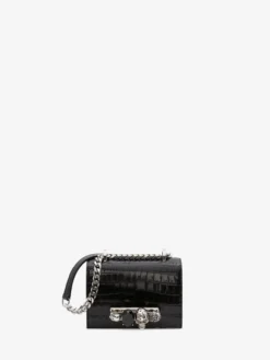 Borsa Jewelled Satchel Mini da Donna in Nero/Argento