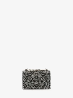 Borsa Jewelled Satchel Mini da Donna in Nero/Argento