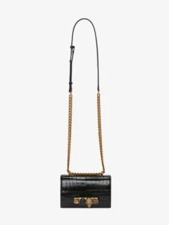 Borsa Jewelled Satchel Mini da Donna in Nero/Oro