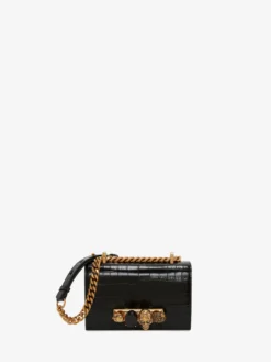 Borsa Jewelled Satchel Mini da Donna in Nero/Oro