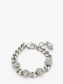 Bracciale a catena Skull da Uomo in Finitura palladio