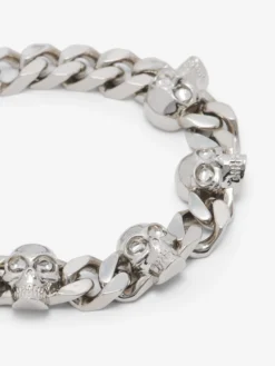 Bracciale a catena Skull da Uomo in Finitura palladio