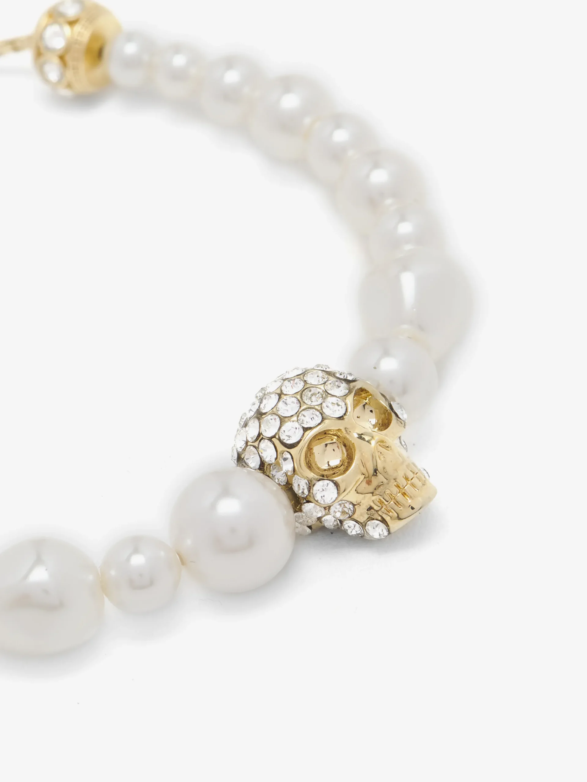 Bracciale dell’amicizia Skull con perla da Donna in Finitura oro pallido