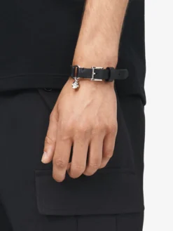 Bracciale Skull con anello da Uomo in Nero