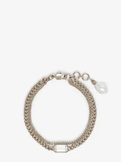 Bracciale Skull con cristalli da Donna in Finitura oro pallido