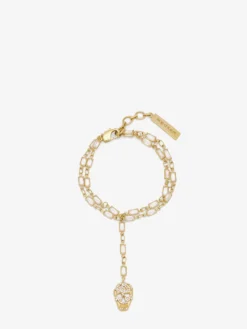 Bracciale Skull con pavé da Donna in Finitura oro pallido