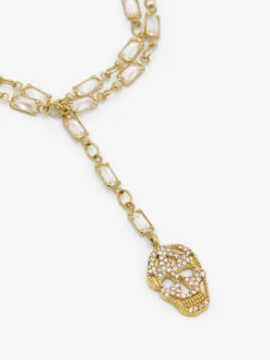 Bracciale Skull con pavé da Donna in Finitura oro pallido