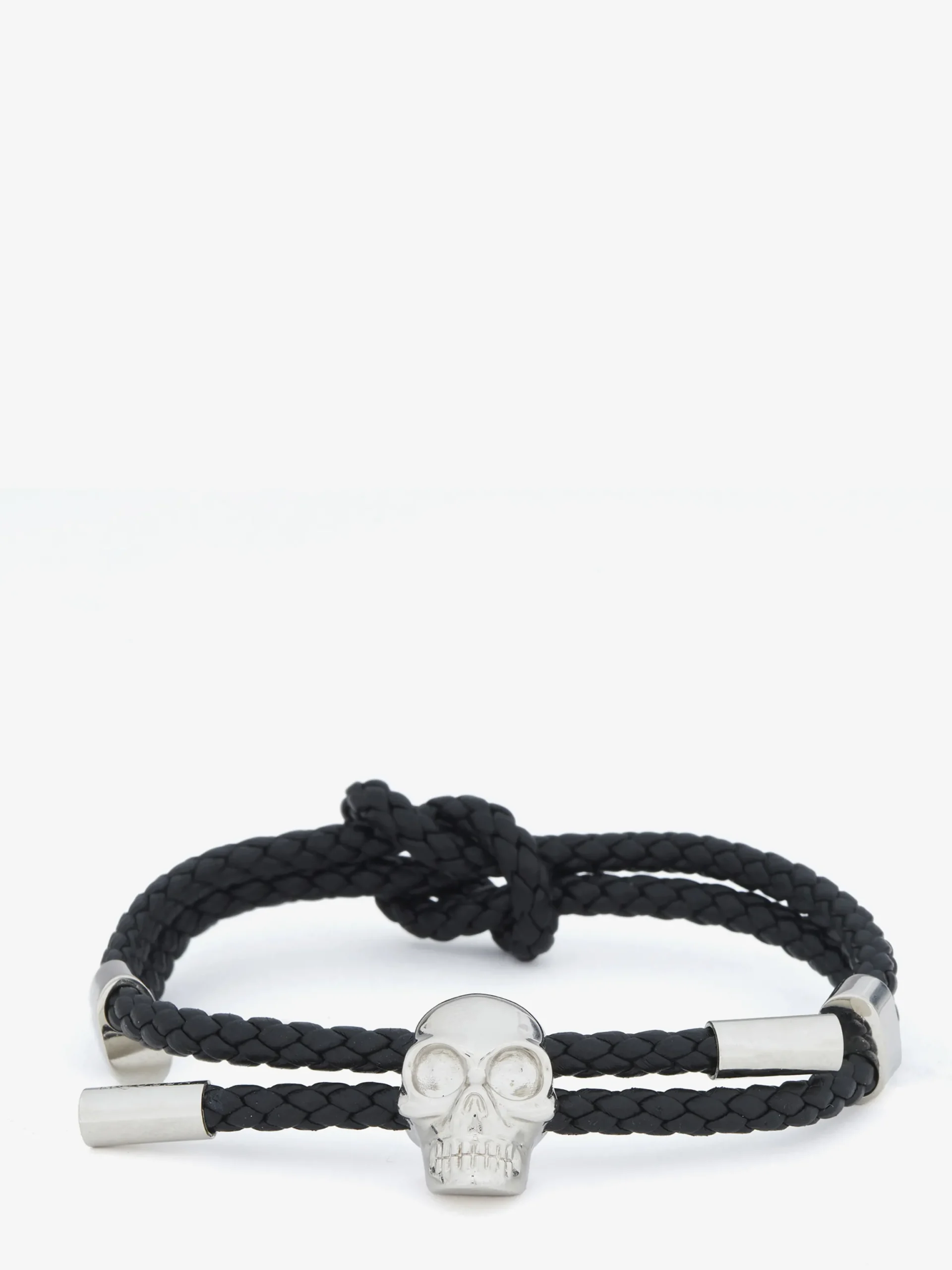 Bracciale Skull in pelle da Uomo in Nero