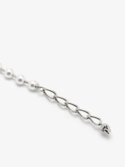 Bracciale Skull & Pearl da Uomo in Finitura palladio