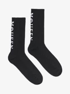 Calzini con logo McQueen da Uomo in Nero/Bianco