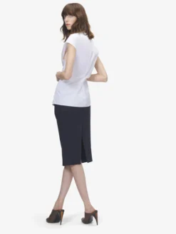 Camicia a maniche corte arricciata da Donna in Bianco Ottico