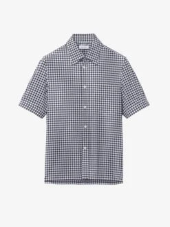 Camicia a maniche corte con motivo vichy da Uomo in Nero/Bianco