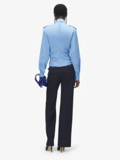 Camicia a maniche lunghe arricciata da Donna in Blu