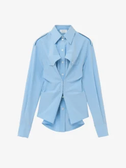 Camicia a maniche lunghe arricciata da Donna in Blu