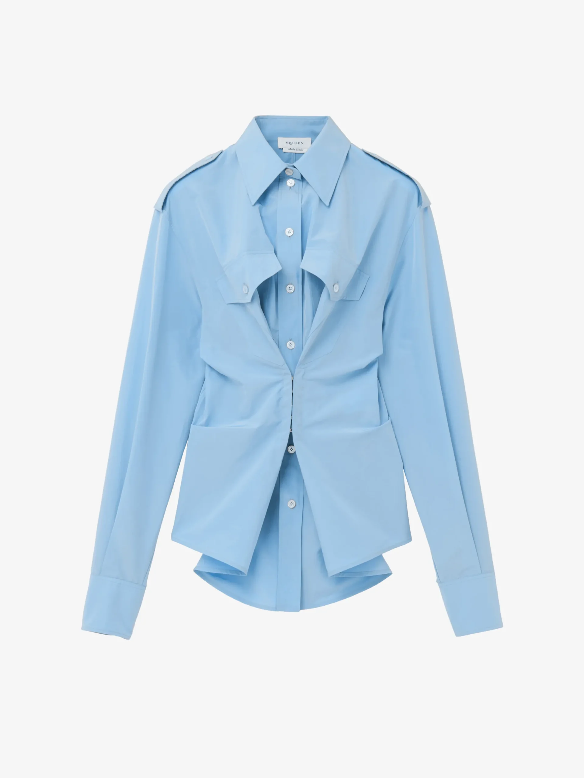 Camicia a maniche lunghe arricciata da Donna in Blu