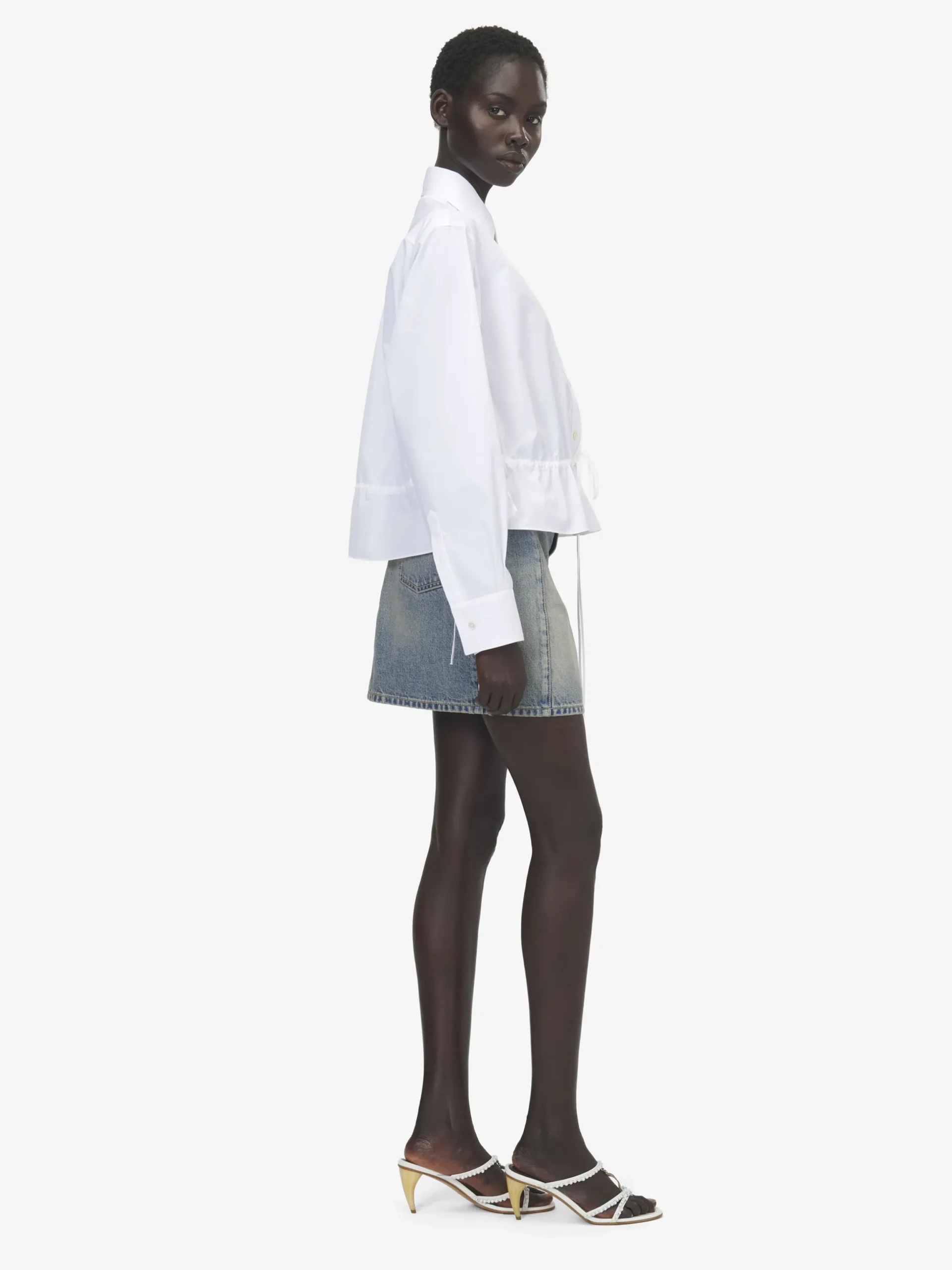 Camicia con coulisse da Donna in Bianco Ottico