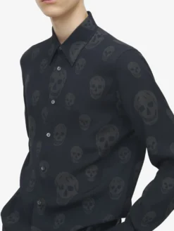 Camicia con stampa Skull da Uomo in Nero