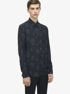 Camicia con stampa Skull da Uomo in Nero