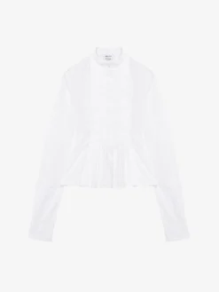 Camicia con volant da Donna in Bianco Ottico