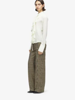 Camicia con volant da Donna in Crema