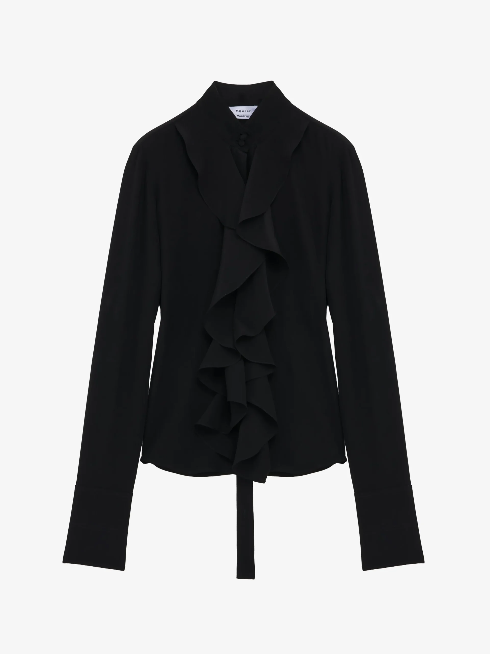 Camicia con volant da Donna in Nero